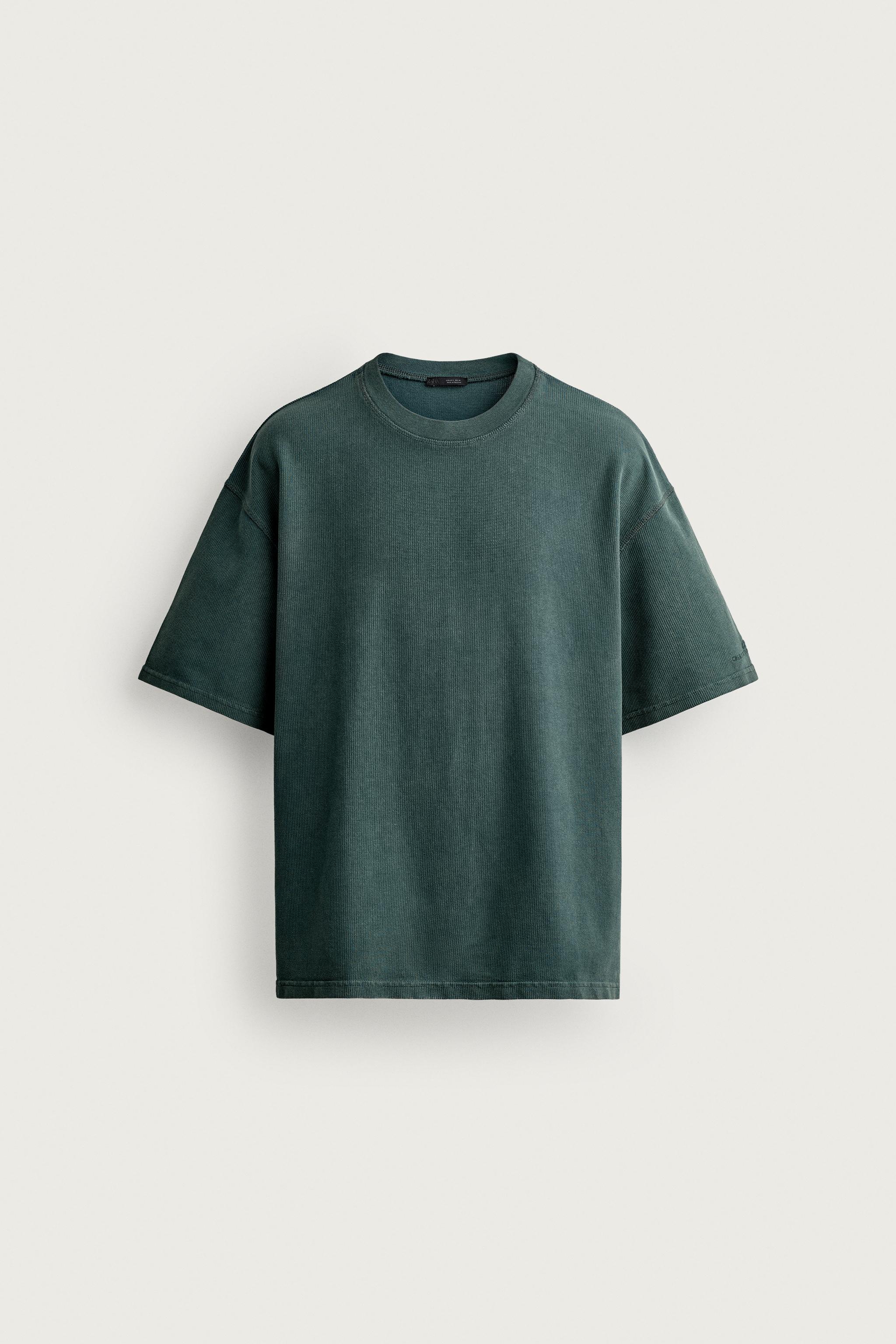 WASHED WAFFLE KNIT SHIRT — Green