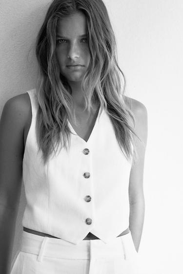 CUT-OUT BACK WAISTCOAT - Ecru by Zara - Image 1