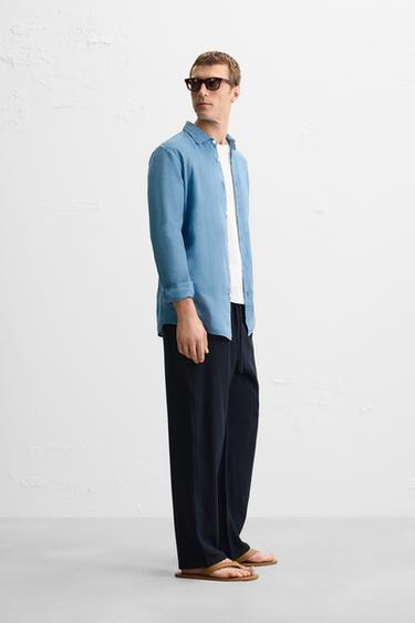 CHEMISE 100 % LIN - Bleu clair de Zara - Image 3