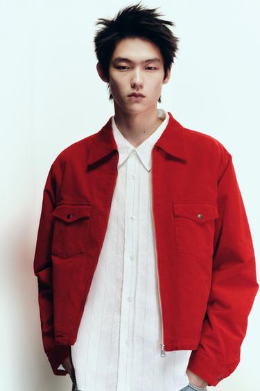Zara 方版燈芯絨襯衫式外套 - 紅色