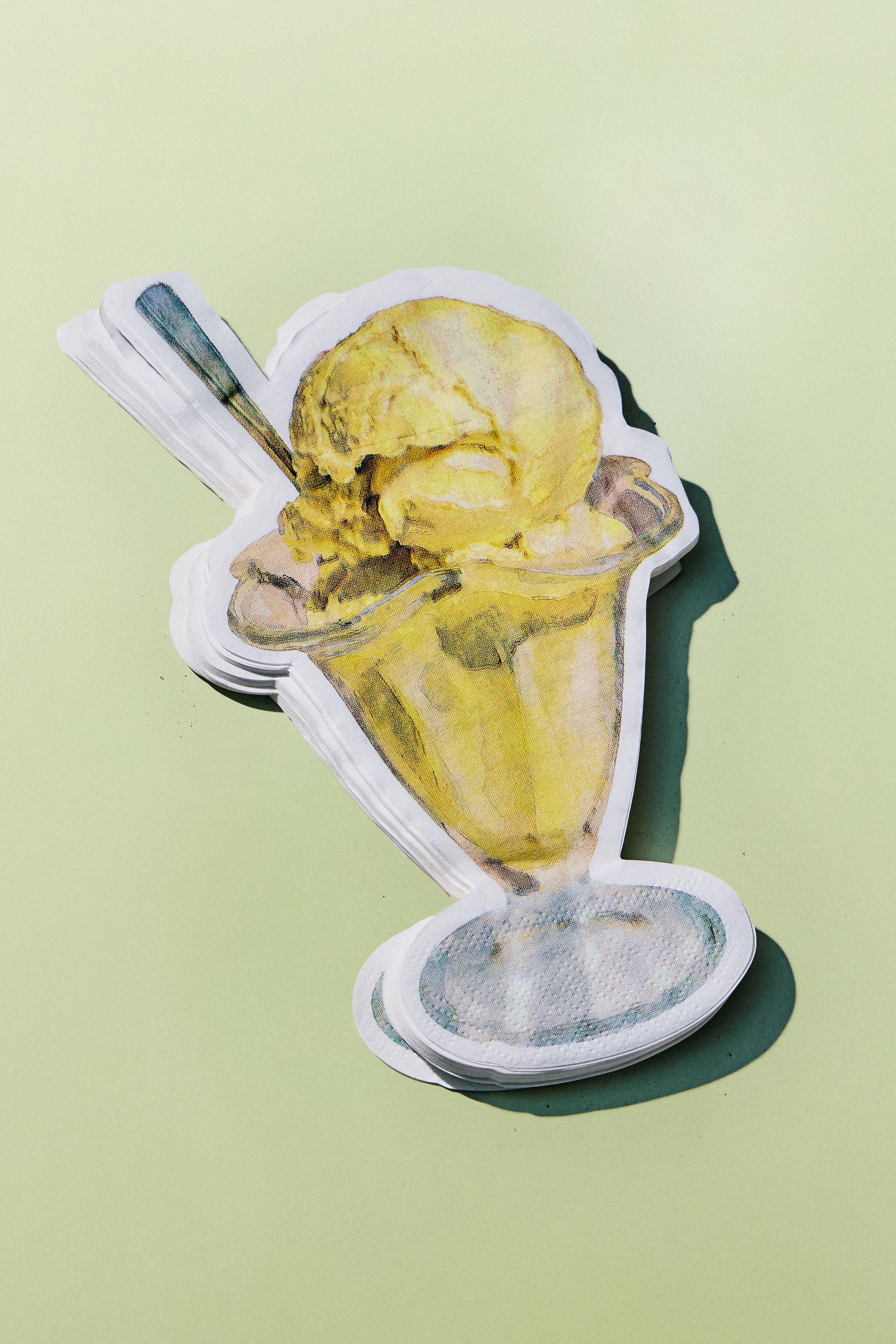 PACK OF ICE CREAM CUP PAPER NAPKINS (PACK OF 20) — Yellow