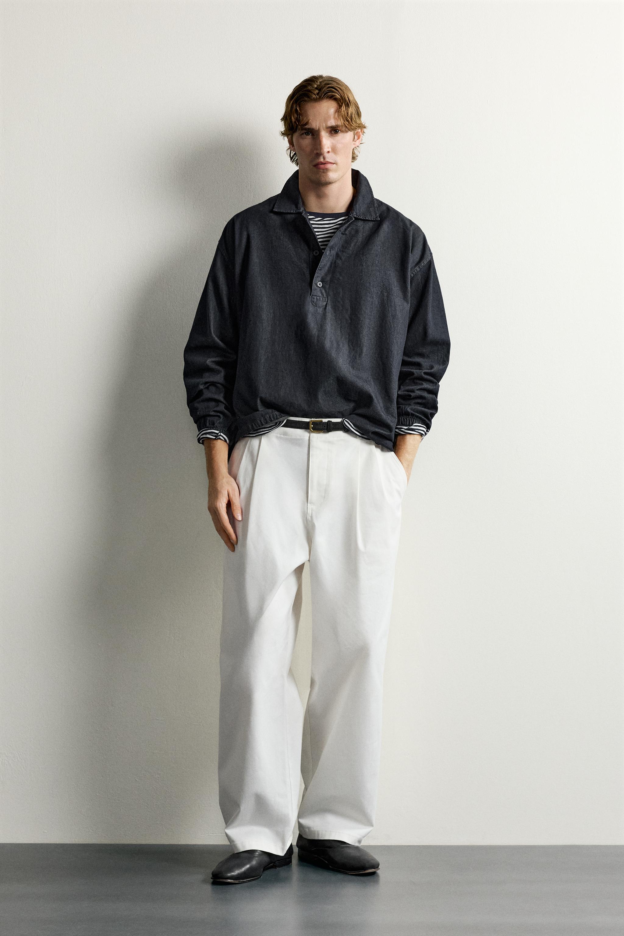 RELAXED FIT DENIM POLO SHIRT