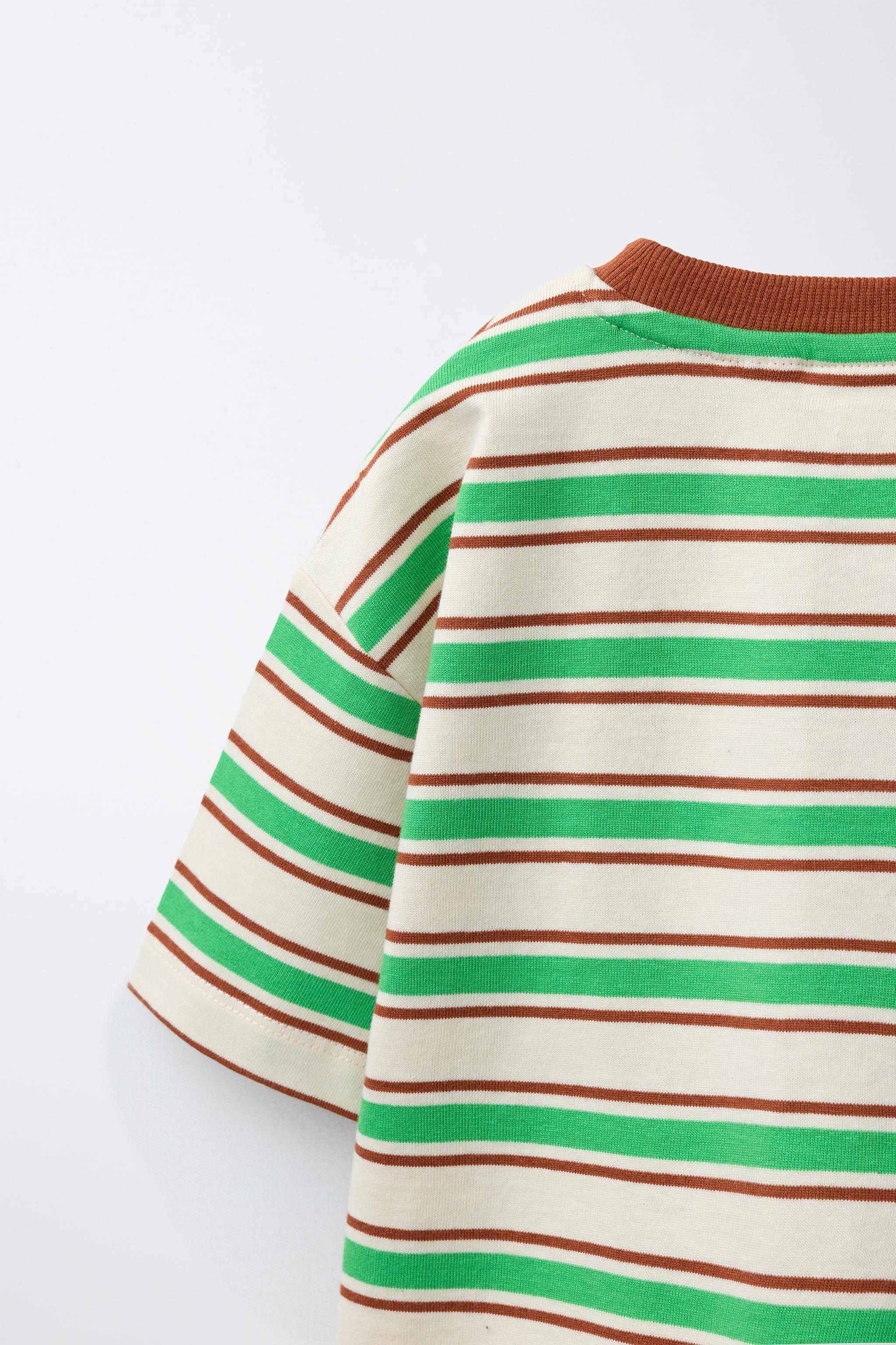EMBROIDERED LOGO STRIPED T-SHIRT
