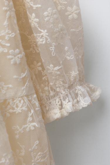 ROBE EN TULLE BRODÉE - Écru de Zara - Image 2