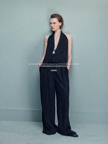 Zara Darted trousers with stripe print detail - Black