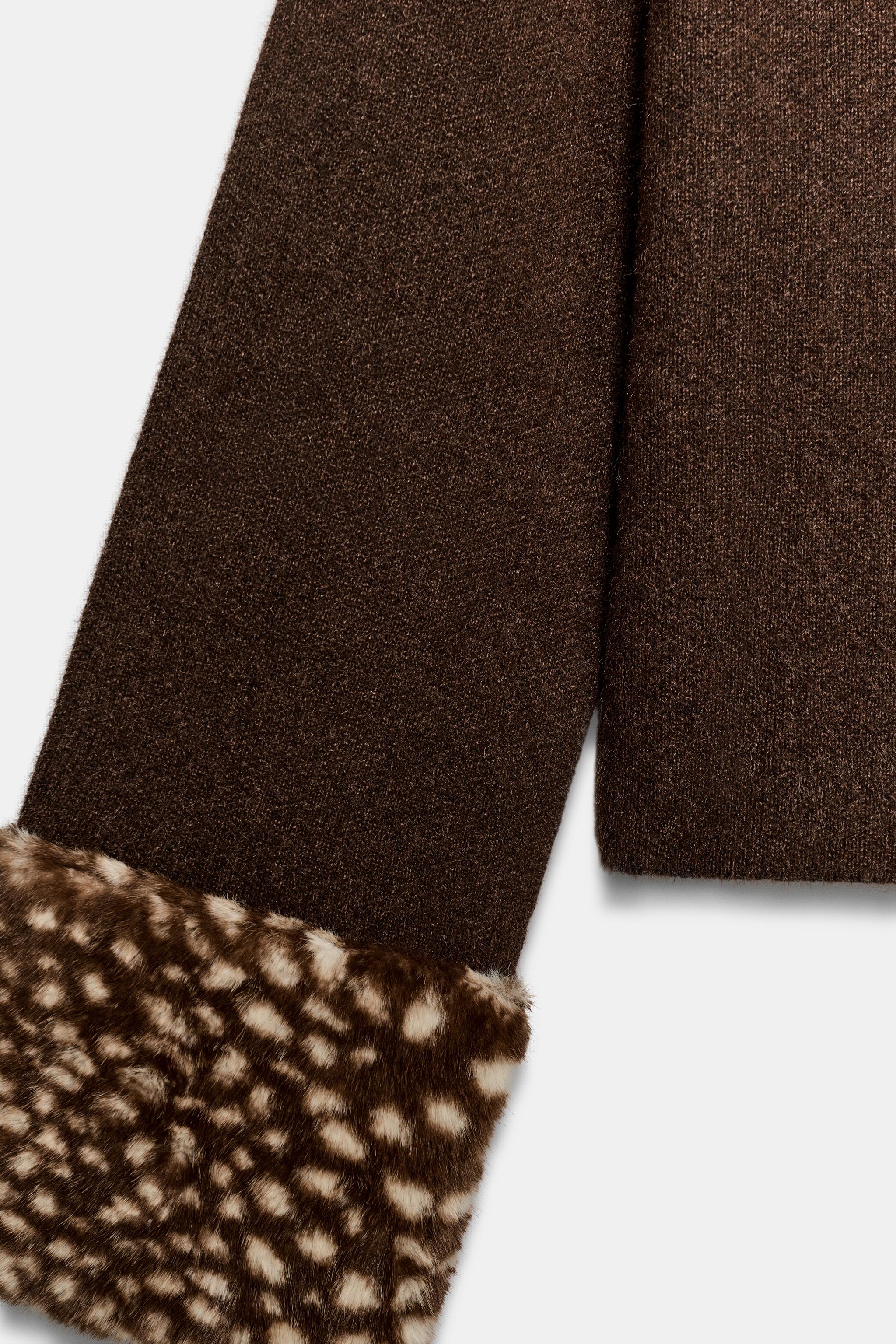 CARDIGAN WITH FAUX FUR TRIM