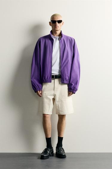 CAZADORA DENIM RELAXED FIT CREMALLERA - Morado de Zara - Imagen 0