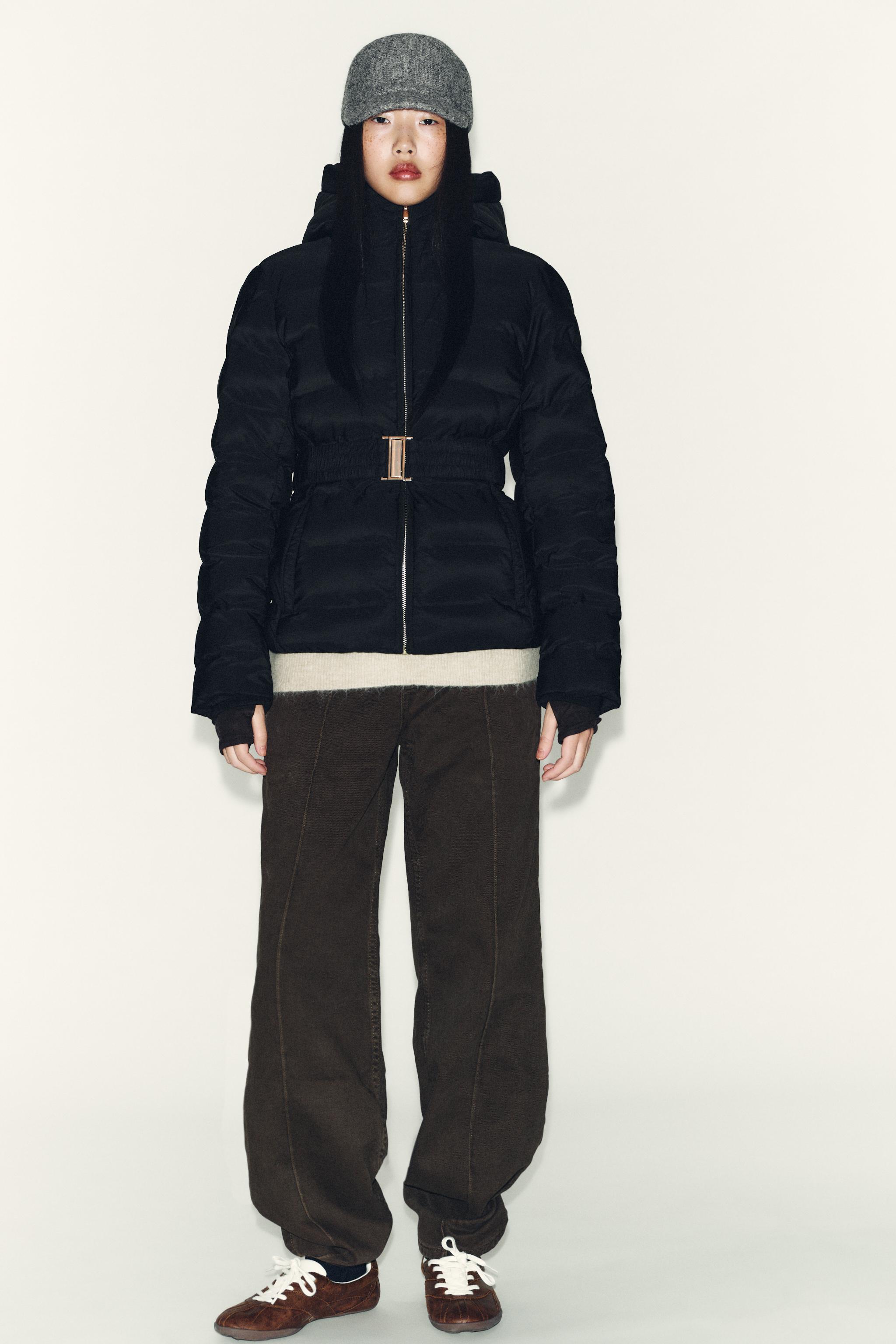 新品✨️ZARA フェイクファーフーデッドダウン パフジャケット コート ベルト 新品✨️ZARA フェイクファーフーデッドダウン パフジャケット