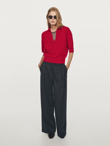 Zara Darted wide-leg trousers - Navy blue