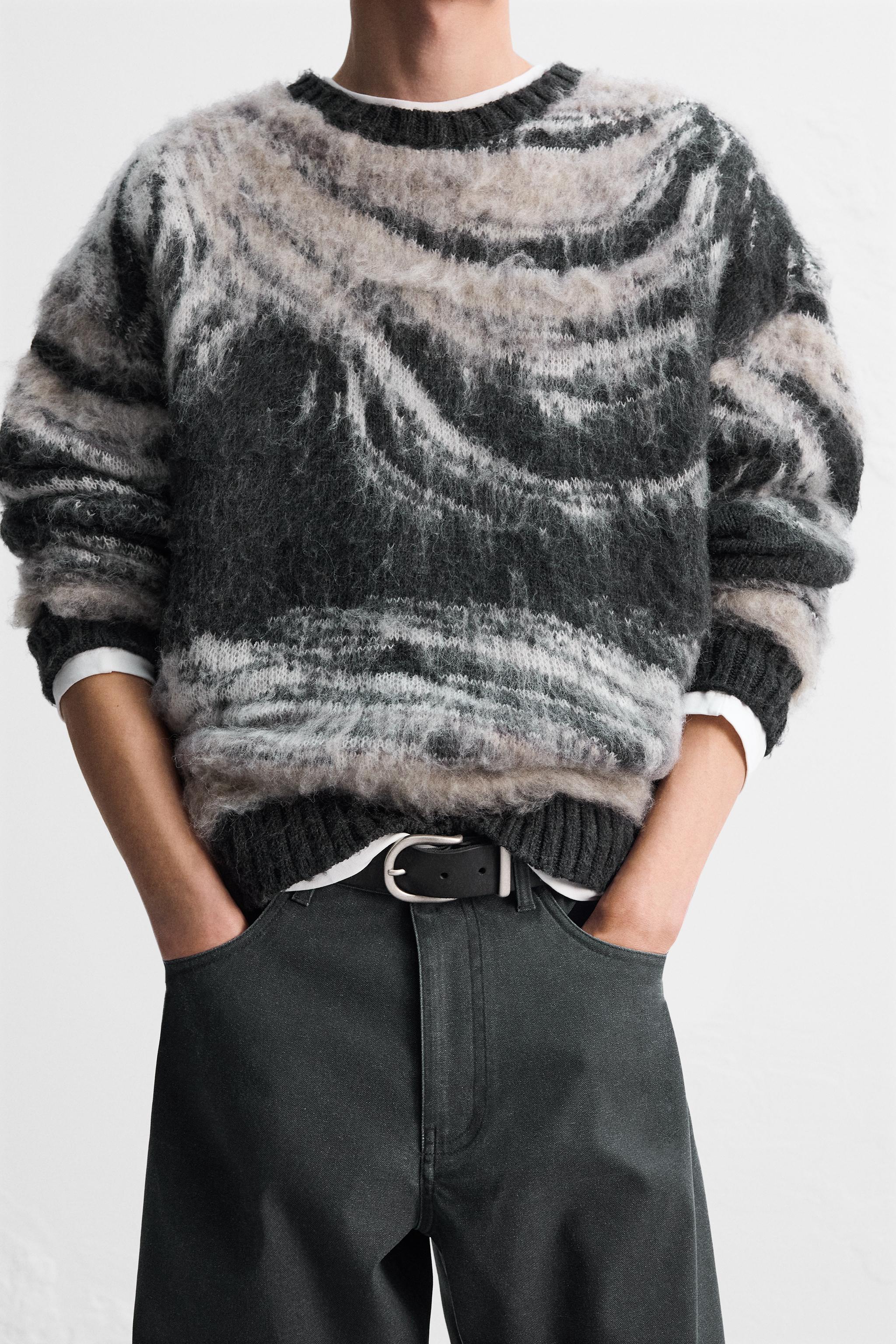 アブストラクト ジャカード セーター - グレー | ZARA Japan / 日本