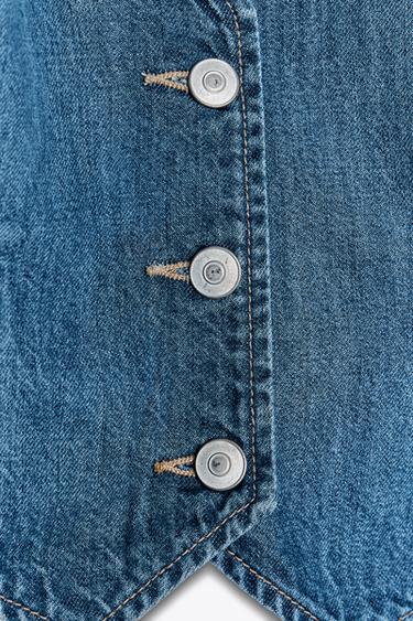 TOP EN JEAN AVEC LACET - Bleu de Zara - Image 4