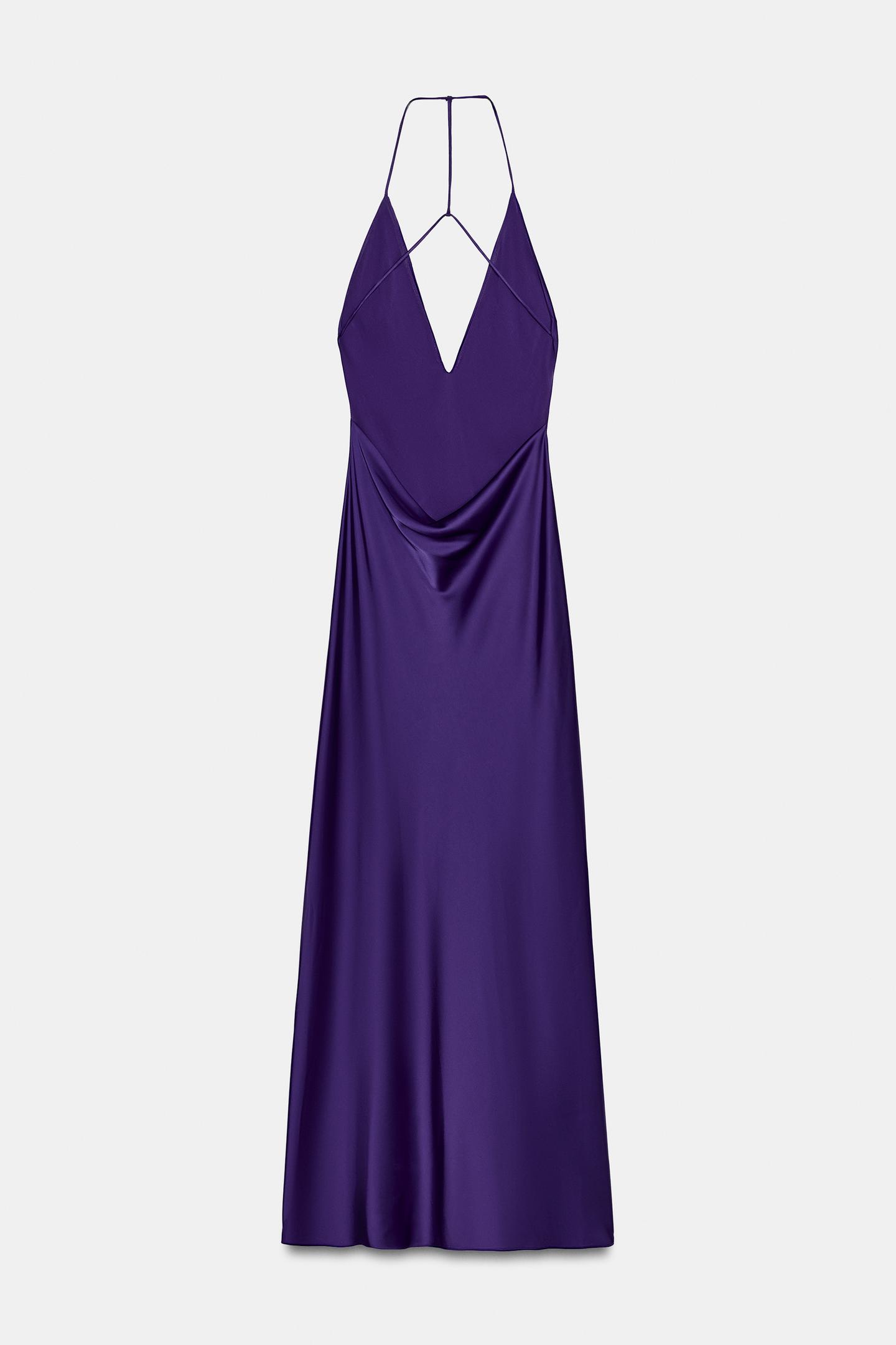 Женское платье Zara Satin Maxi, цвет: Фиолетовый — фото 9