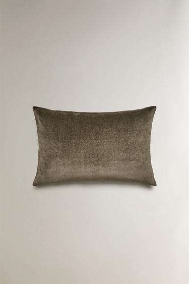 HOUSSE DE COUSSIN EN VELOURS DÉLAVÉ - Kaki de Zara - Image 2