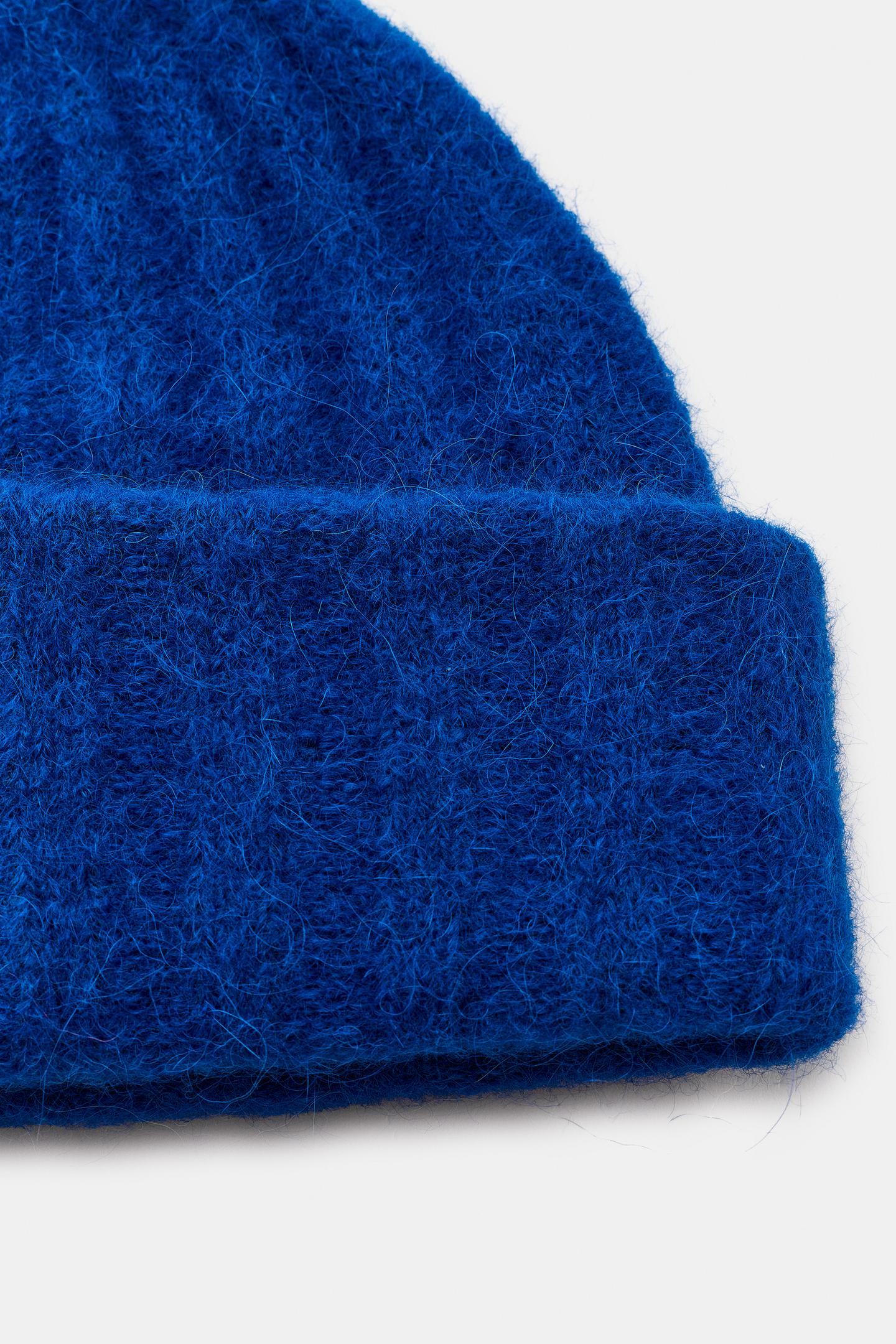 Женская шапка Zara Basic Cuffed Knit Beanie, цвет: Голубоватый — фото 4
