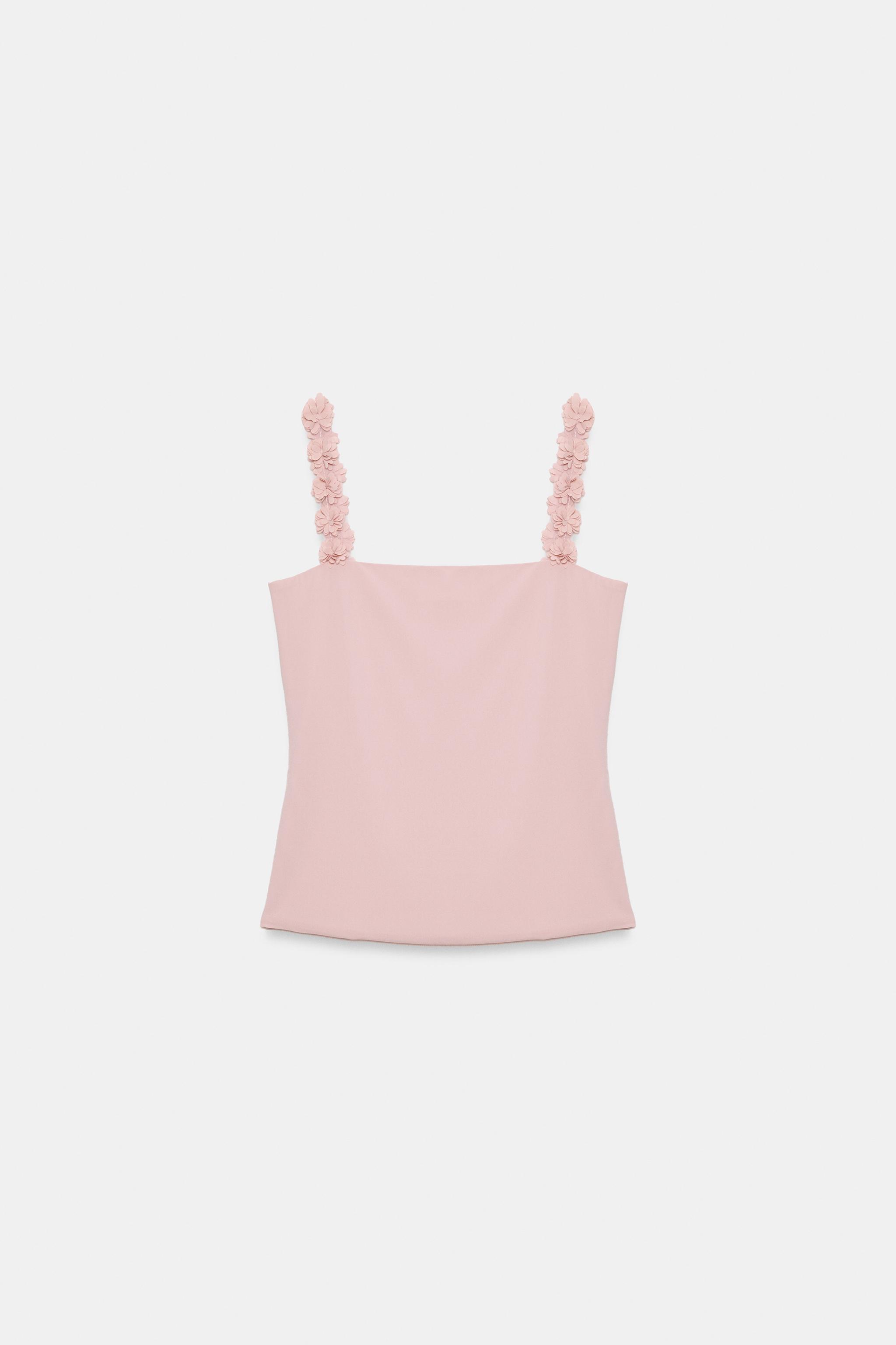 Женские топы Zara FLORAL STRAP TOP — фото 5