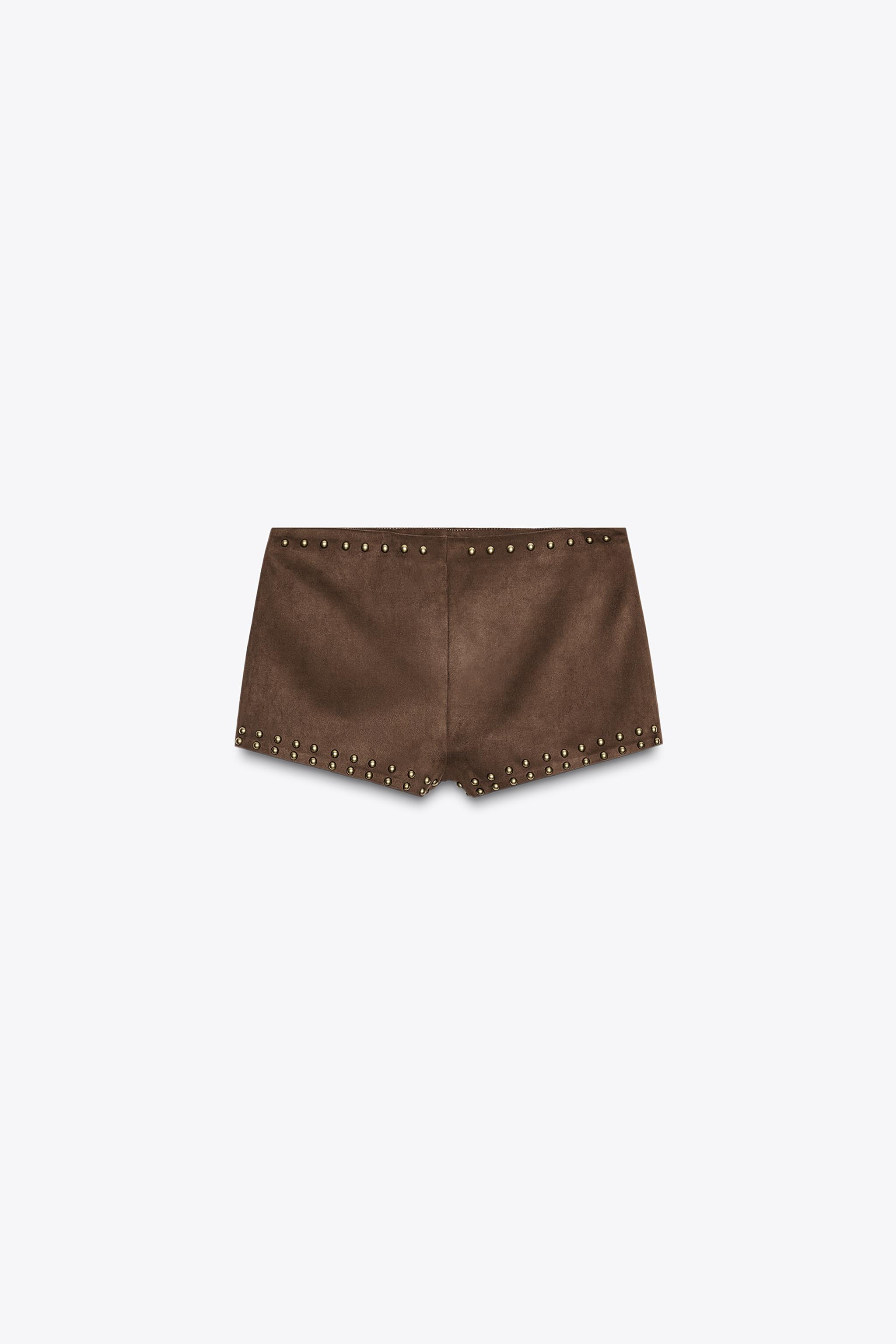 FAUX SUEDE STUD SHORTS - Chocolate | ZARA Singapore