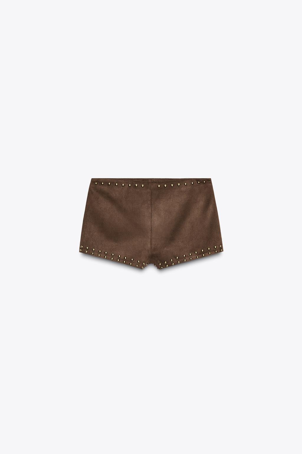 FAUX SUEDE STUDDED SHORTS