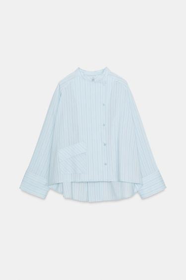 Zara STRIPED POCKET SHIRT ZW COLLECTION - Blue