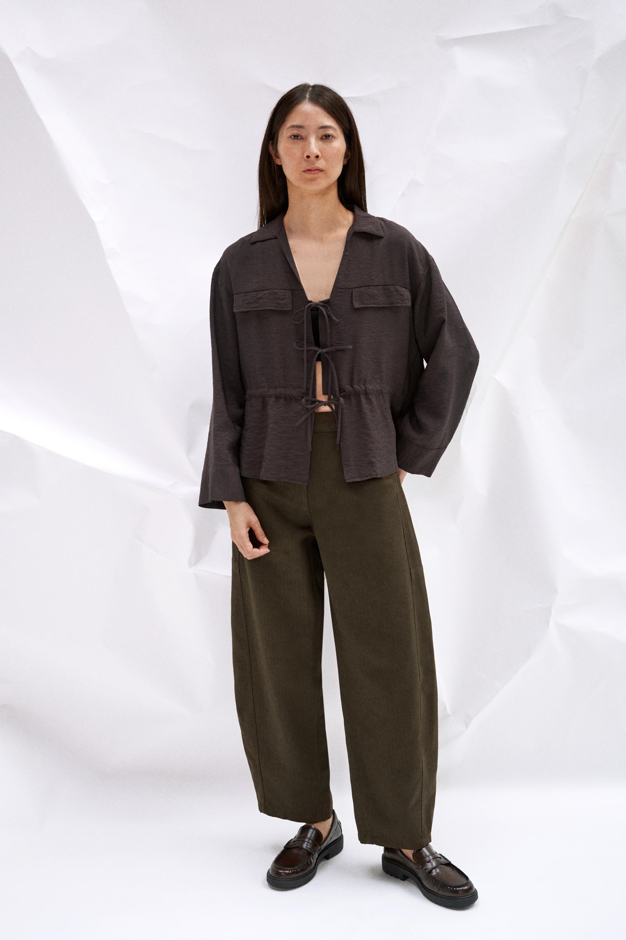 リボン付きシャツ - ブラウン | ZARA Japan / 日本