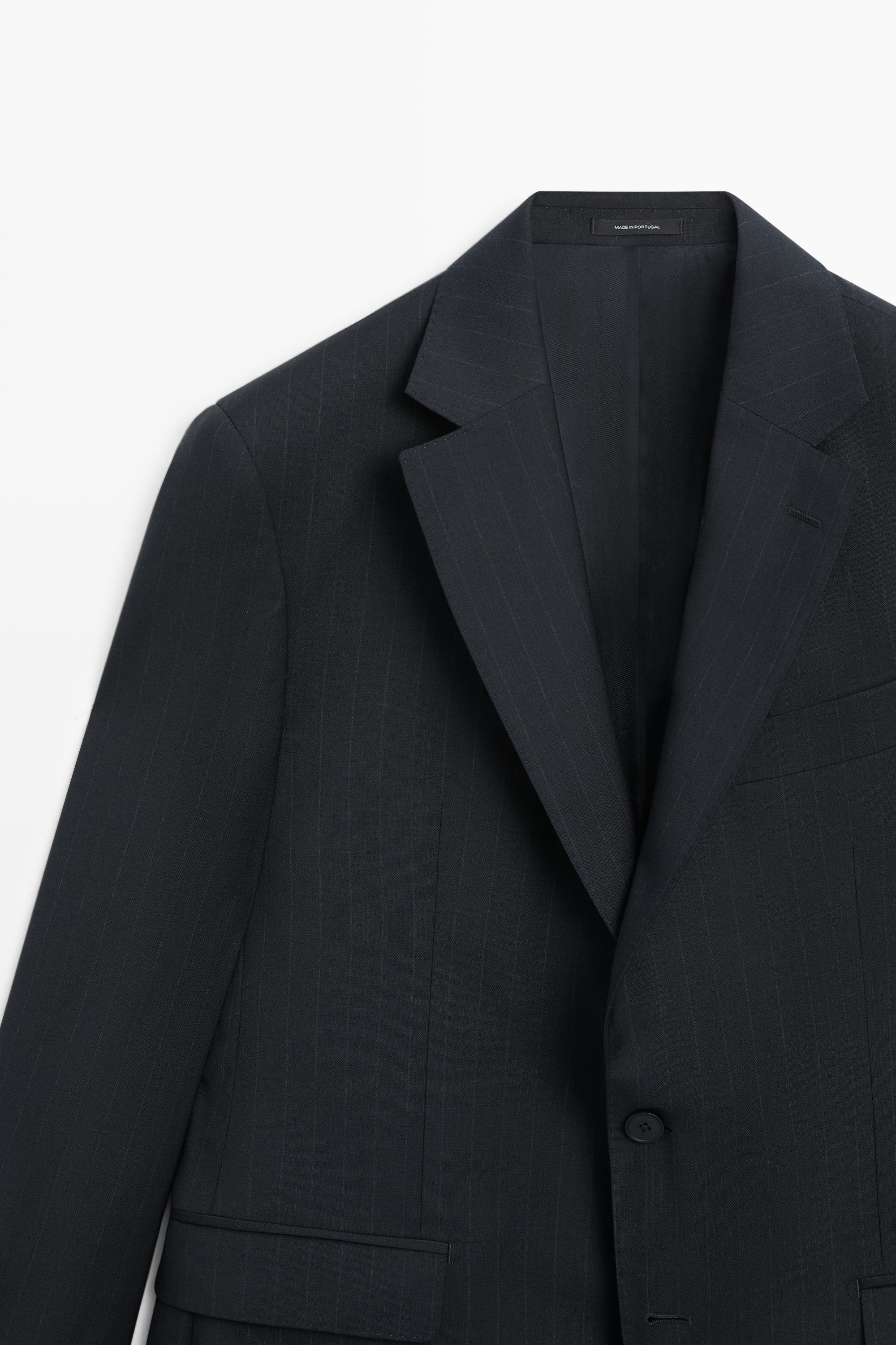 Striped 100% cool wool suit blazer