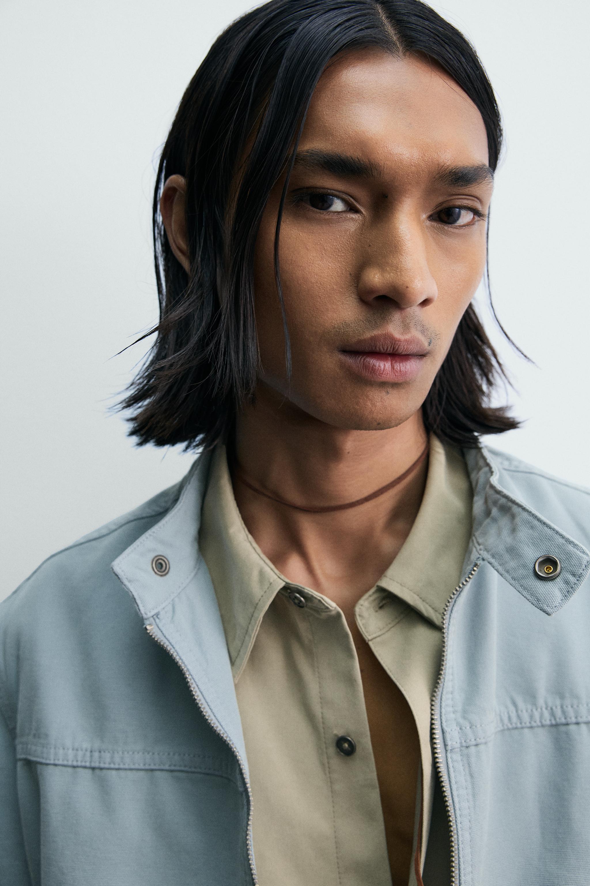 WASHED COTTON RELAXED FIT JACKET - Faded sky blue | ZARA United States