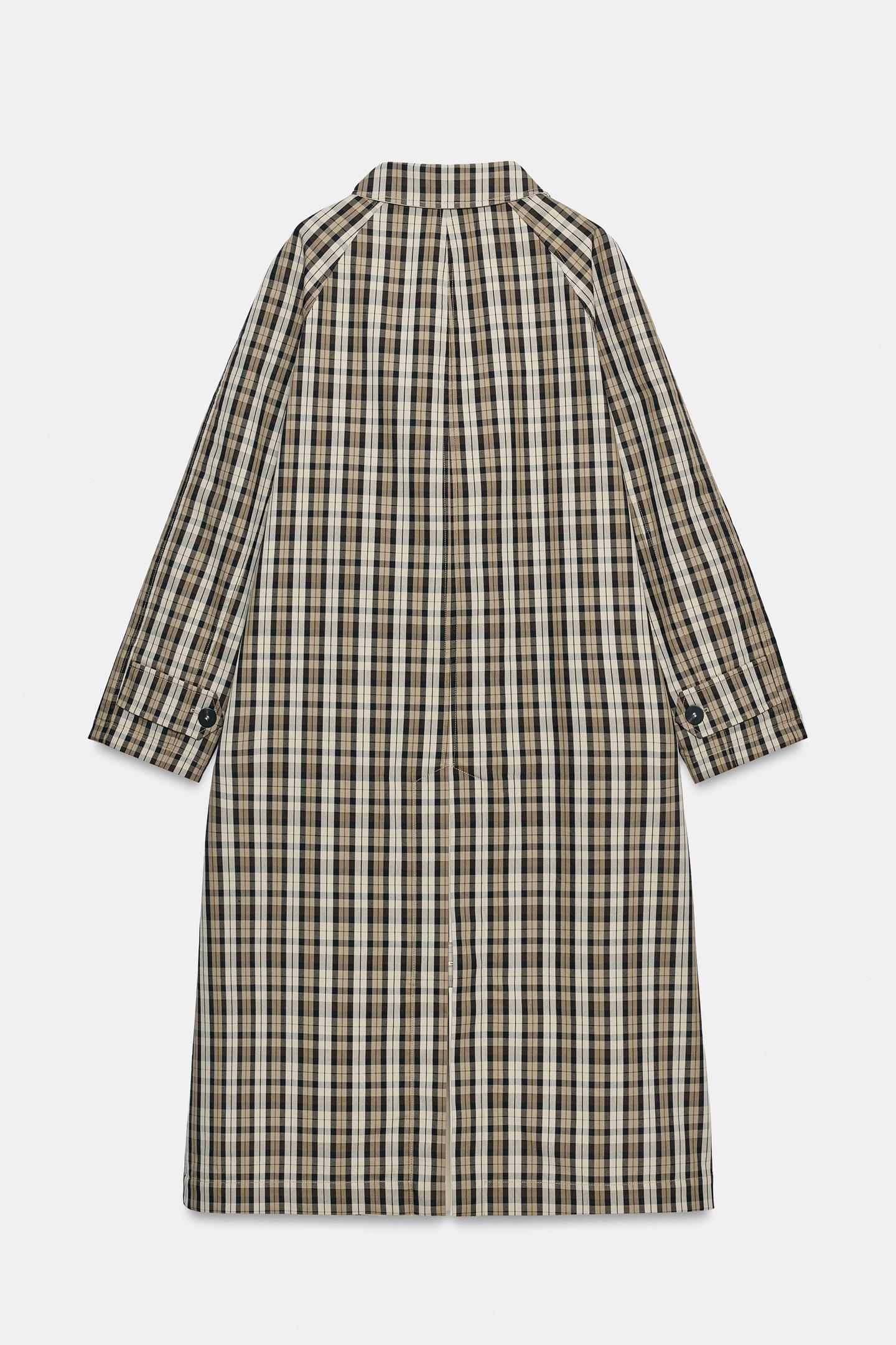 Женская куртка Zara Reversible Plaid Trench Coat ZW Collection, цвет: Бежевый — фото 10