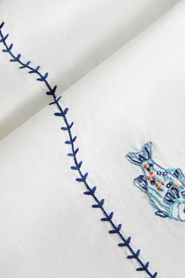 EMBROIDERED FISH TABLE RUNNER - Blue by Zara - Image 3