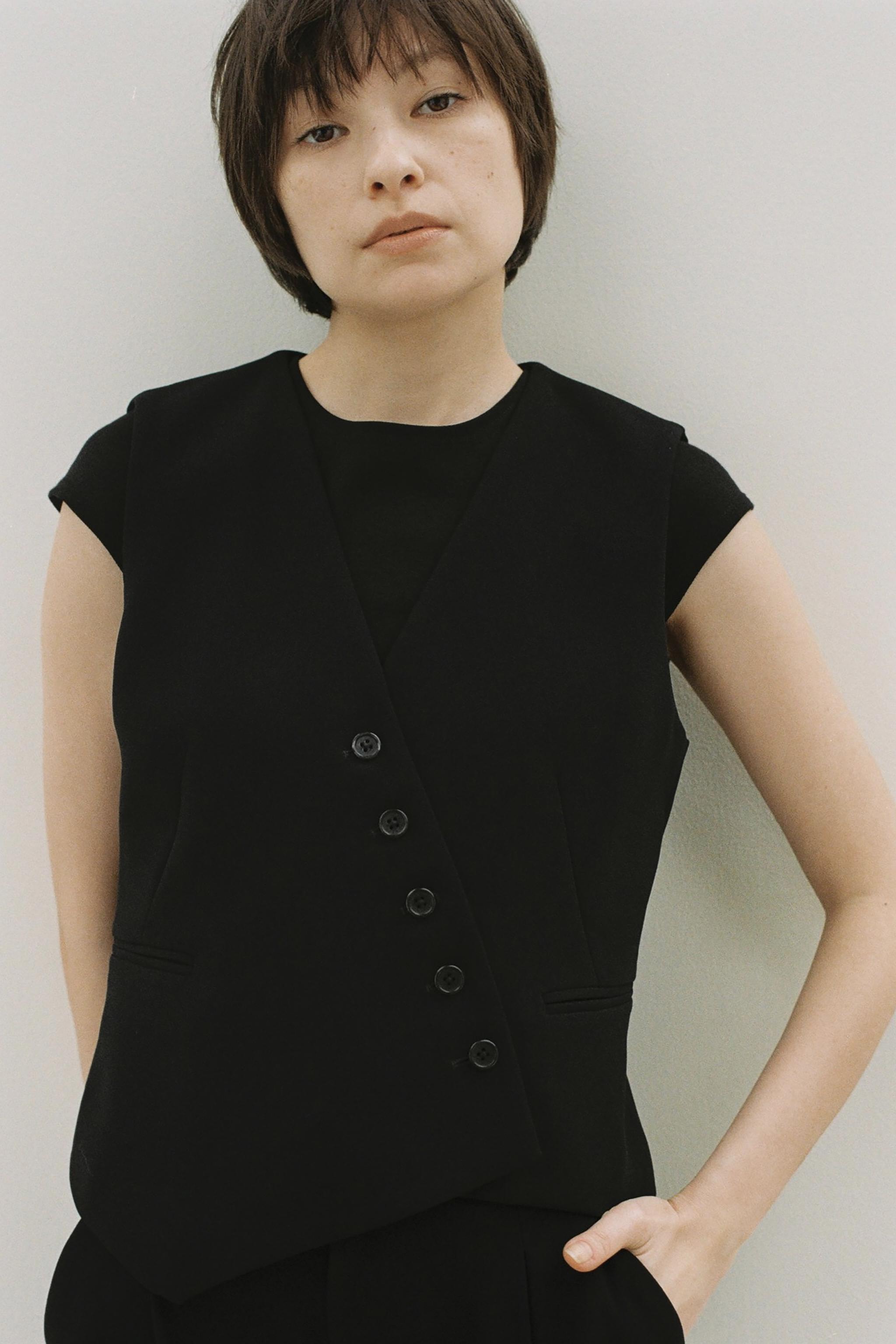 ZW COLLECTION アシンメトリーベスト - ネイビーブルー | ZARA