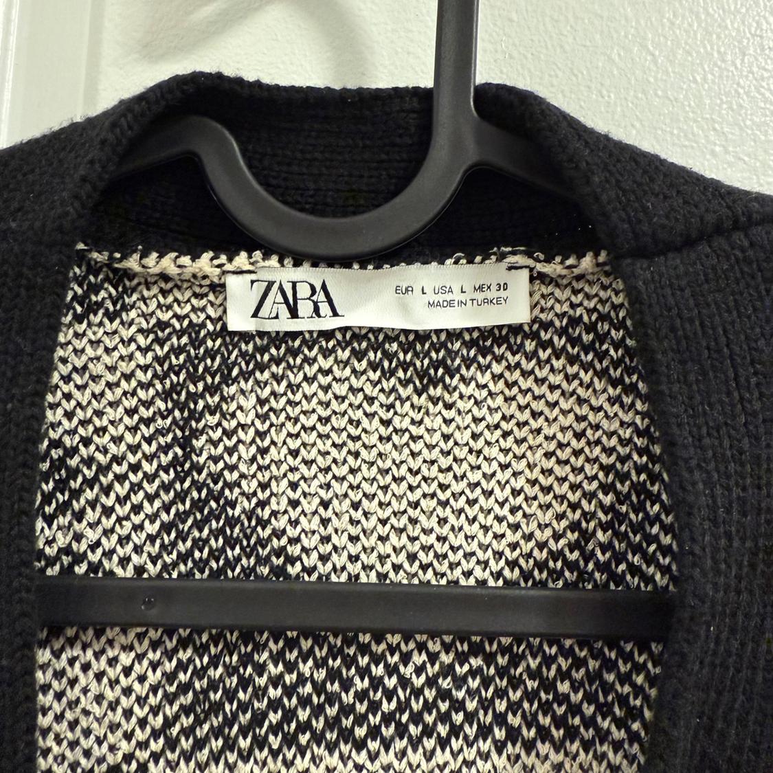 ZARA CHECKERED KNIT JACQUARD CARDIGAN HEART FLORAL PATTERN SIZE L - Image 4