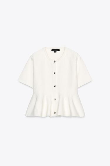 PEPLUM KNIT CARDIGAN - Ecru by Zara