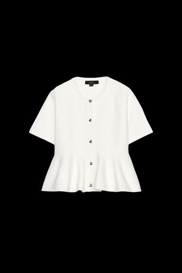 PEPLUM KNIT CARDIGAN - Ecru by Zara - Image 0