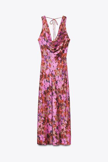 ROBE MI-LONGUE IMPRIMÉE FLEURS - Multicolore de Zara - Image 6