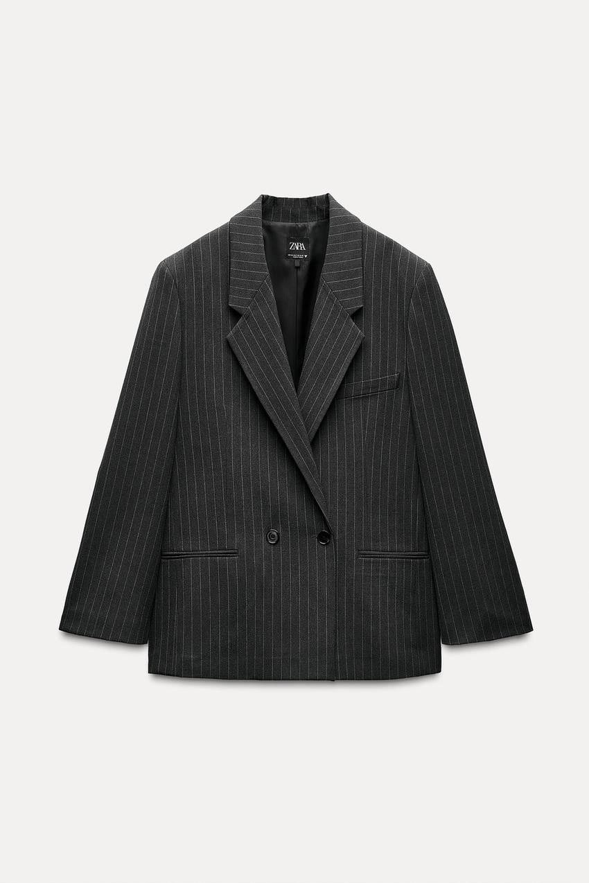 オーバーサイズピンストライプ柄ブレザー - ダークグレー | ZARA Japan  