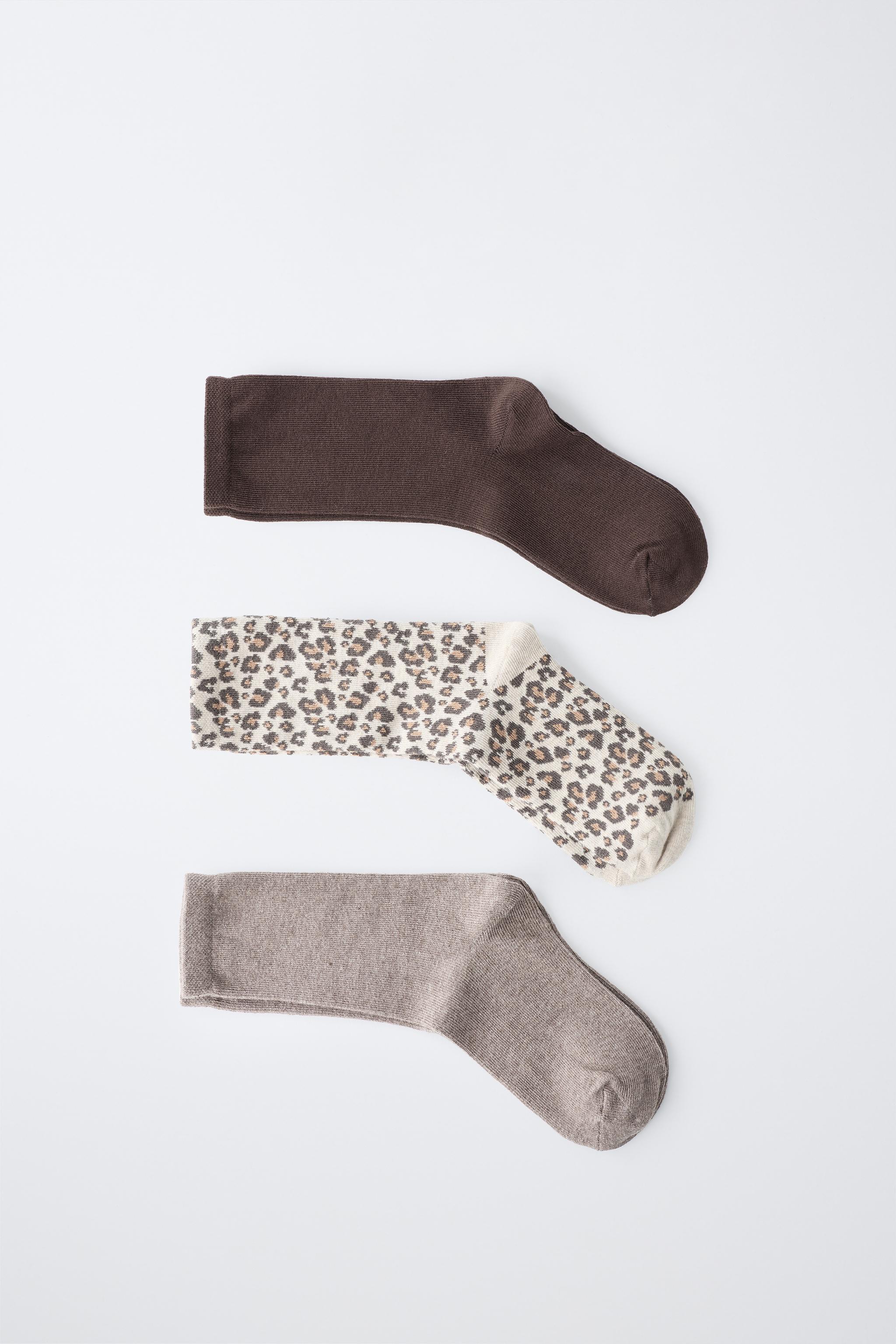 LOT DE TROIS PAIRES CHAUSSETTES MONTANTES ANIMAL PRINT