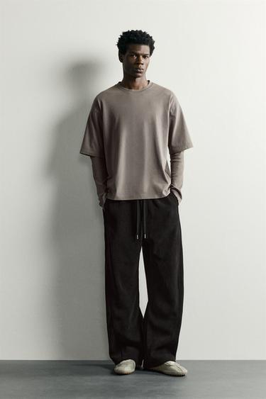 RELAXED FIT LAYERED-EFFECT T-SHIRT - Grey by Zara - Image 0