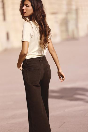 JEANS Z1975 WIDE LEG TIRO ALTO LONG LENGTH - Marrón de Zara