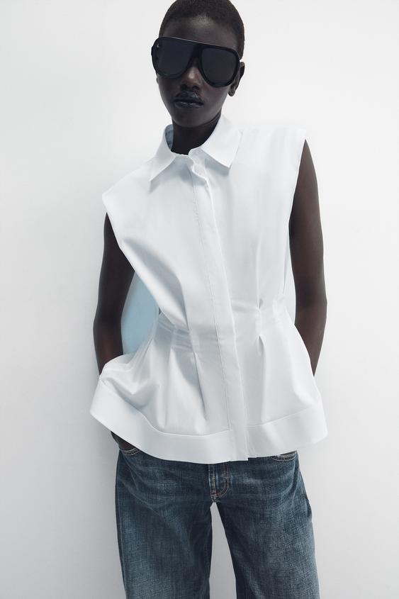 CAMISA PEPLUM ZW COLLECTION - Blanco de Zara - Imagen 0