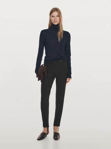 Zara 100% cotton trousers with elasticated hems - Black