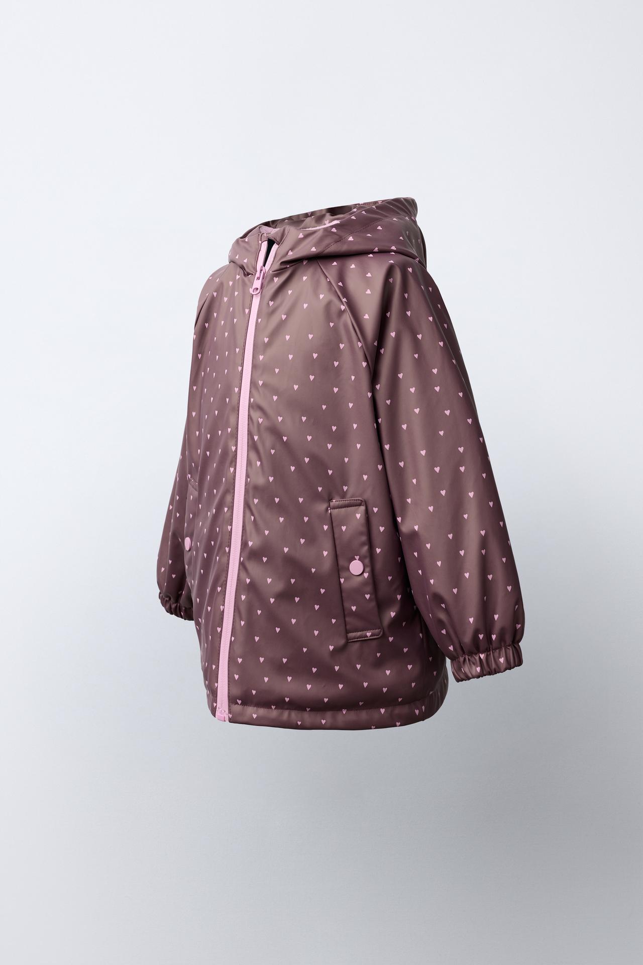 WATER-RESISTANT RUBBERIZED FLORAL RAINCOAT — Burgundy