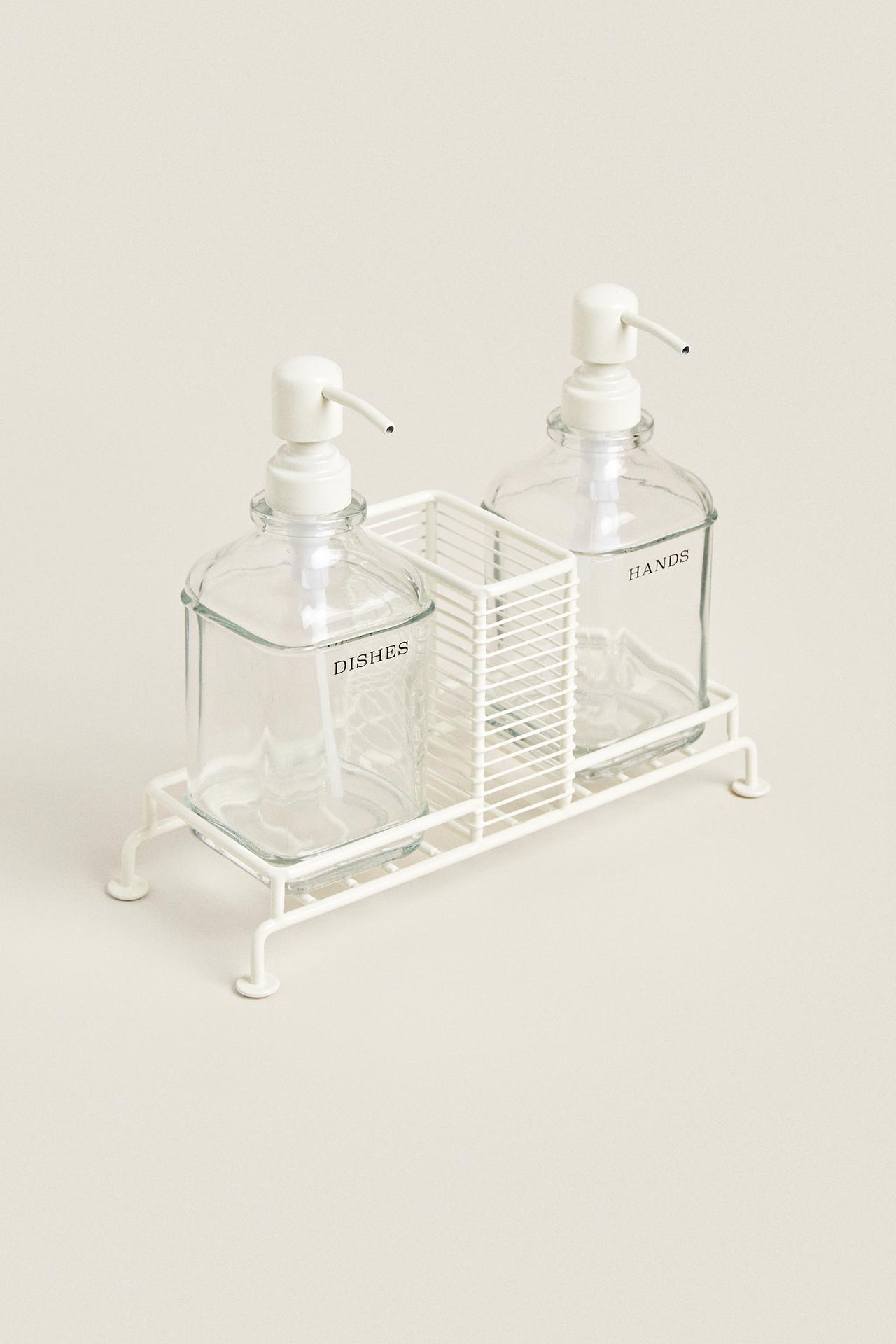 DOUBLE KITCHEN DISPENSER WITH STAND — Cream