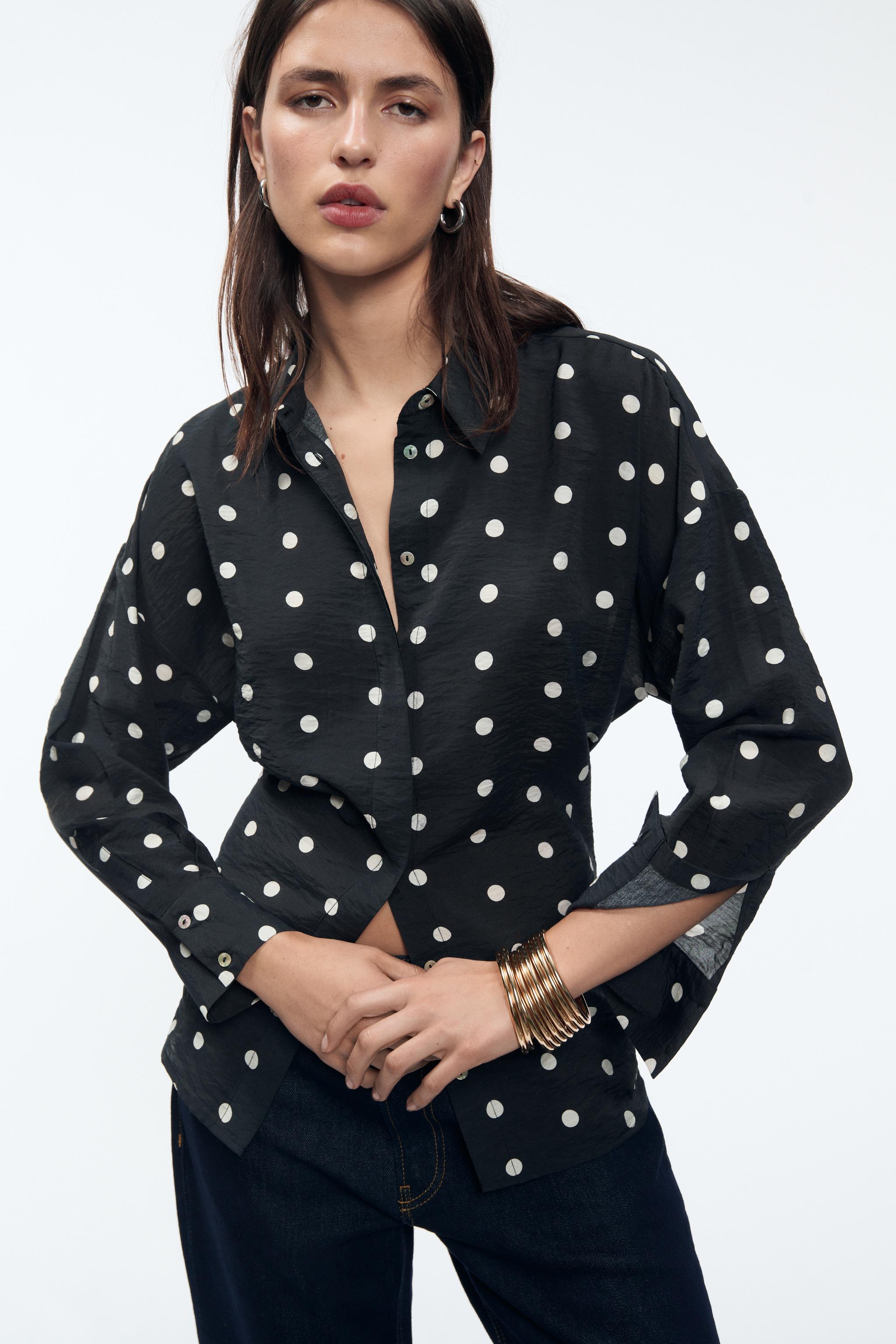 Zara camisa lunares bordados fashion