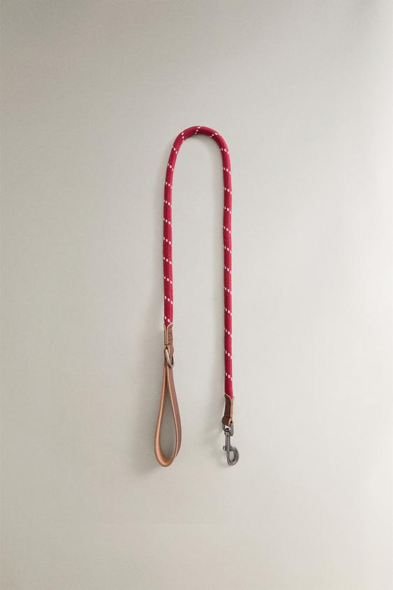 Zara ROPE AND LEATHER PET LEAD - Red - Image 0