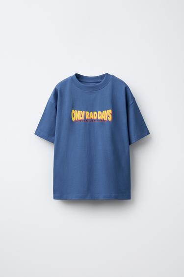 Zara TEXT PRINT T-SHIRT - Blue