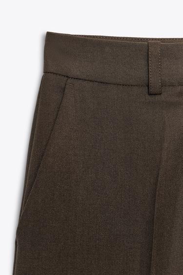 PANTALON DROIT TAILLE HAUTE - marron chiné de Zara - Image 6