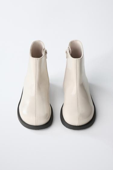 PATENT-FINISH ANKLE BOOTS - Ecru White by Zara - Image 3