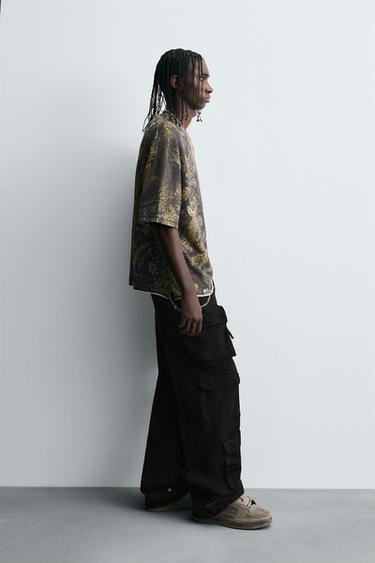 SWEAT À IMPRIMÉ ARBRES - Kaki clair de Zara - Image 3
