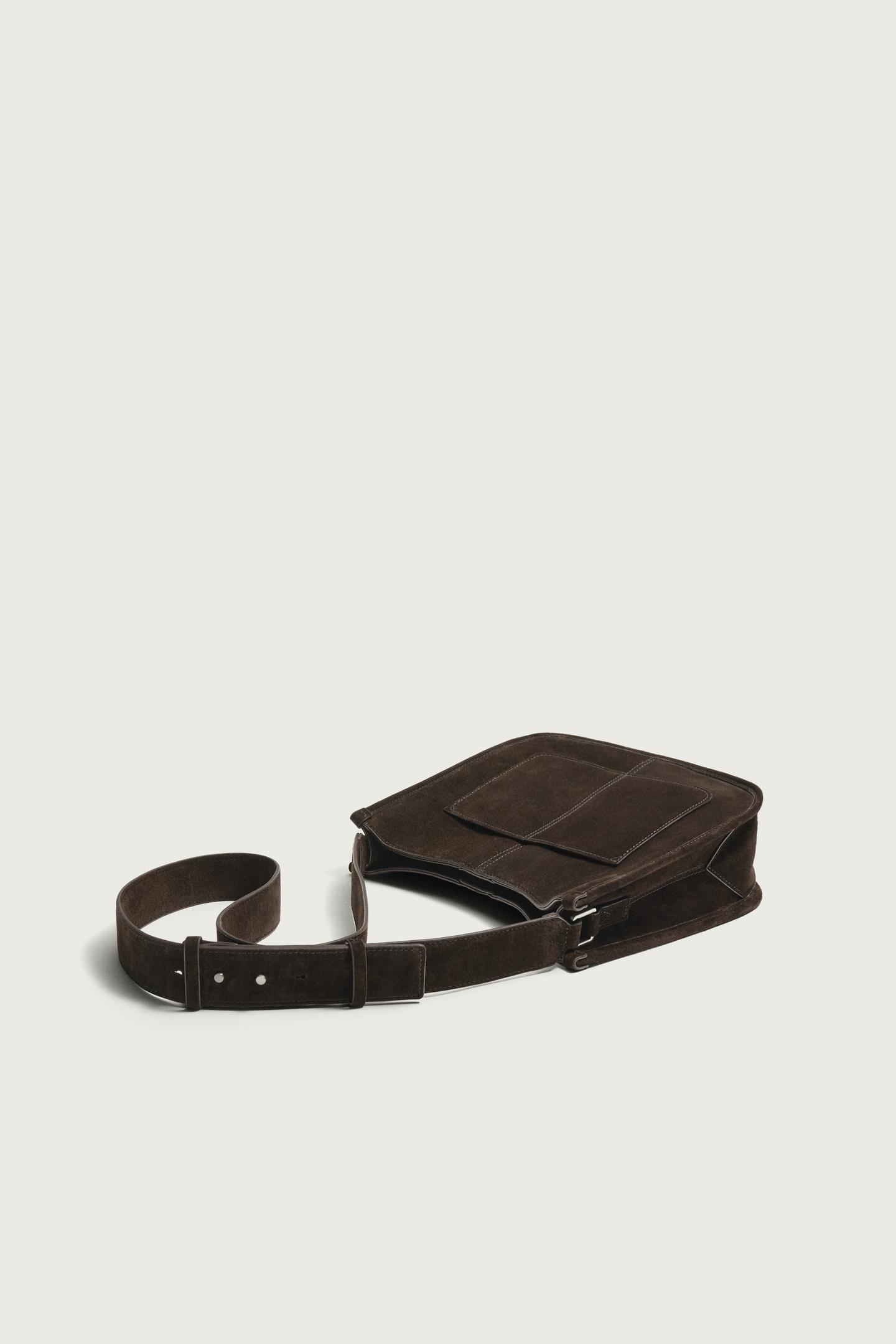 Мужская сумка Zara Leather Crossbody, цвет: Коричневый — фото 4