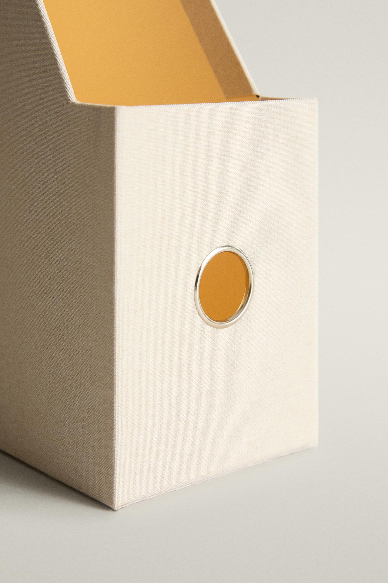LINEN DESK FILE HOLDER — Ecru