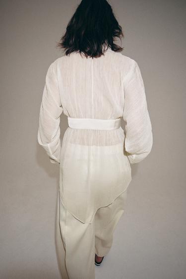 ZW COLLECTION GEORGETTE LACE BLOUSE - Ecru by Zara - Image 2