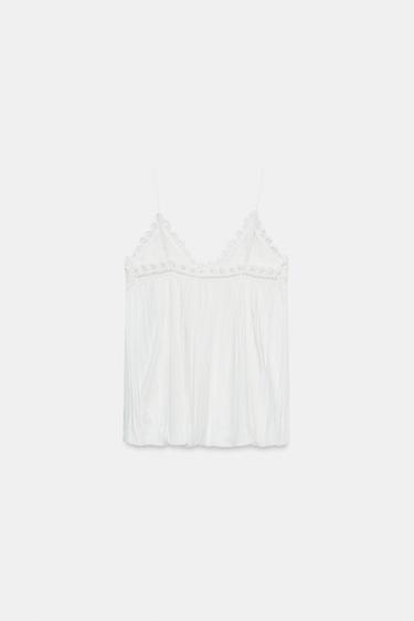 ZW COLLECTION EMBROIDERED PUFFED TOP - Oyster-white by Zara - Image 6
